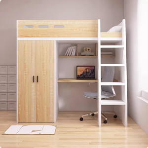 Letti <span class=keywords><strong>a</strong></span> Castello Moderni in Legno per Ragazzi, Arredamento per Camerette con Armadio e Scrivania Integrati - Product Image 4