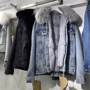 Manteau d'hiver <span class=keywords><strong>en</strong></span> fausse fourrure doublée <span class=keywords><strong>veste</strong></span> <span class=keywords><strong>en</strong></span> <span class=keywords><strong>jean</strong></span> pour femmes hiver épais chaud lâche <span class=keywords><strong>dos</strong></span> fermeture éclair jeans vêtements d'extérieur pour femmes manteaux avec bouton - Product Image 4
