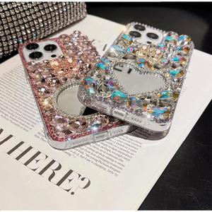 Custodia per telefono di lusso a specchio con fiore di coniglio in cristallo pieno diamante 3D per <span class=keywords><strong>iPhone</strong></span> XS XR <span class=keywords><strong>11</strong></span> 12 13 14 15 16 <span class=keywords><strong>Pro</strong></span> <span class=keywords><strong>Cover</strong></span> posteriore <span class=keywords><strong>Max</strong></span> - Product Image 6