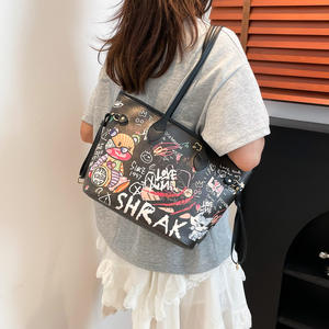 Nuova Borsa a Tracolla in PU con Graffiti, Tendenza Streetwear, Grande Capacità, Personalizzata, alla Moda, Borsa Tote Quadrata Orizzontale - Product Image 2