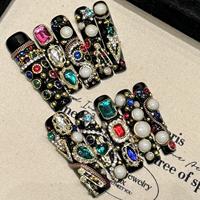 Haute qualité 10 pièces/ensemble luxe à la main presse sur les ongles longue amande oeil de chat brillant presse sur les ongles ongles en gros