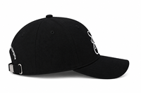 Casquette de baseball unisexe 6 panneaux en sergé de coton noir avec broderie 3D en relief motif léopard, visière incurvée, réglable, pour le streetwear et les activités de plein air
