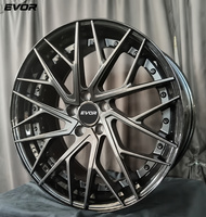 Jantes forgées EVOR, nouvelles jantes en alliage d'aluminium à 5 branches, 2 pièces, finition chromée usinée, moyeu avec lèvre noire, boulons rouges