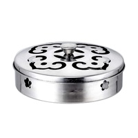 Plateau rond en acier inoxydable pour spirale anti-moustiques, porte-encens, couvercle de sécurité, plaque anti-moustiques, encens répulsif, intérieur et extérieur