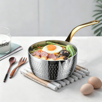 Panci Susu/Saus Stainless Steel Motif Palu dengan Dua Pilihan Gagang, Aman untuk Mesin Cuci Piring, Cocok untuk Memasak Mie dan Sup