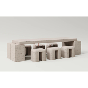 Newstar đá cẩm thạch tùy chỉnh hiện đại rắn ý siêu trắng travertine bảng phòng ăn bàn ăn - Product Image 1