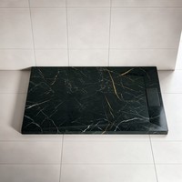 Receveur de douche en quartz étanche, marbre noir Portoro veiné or, monobloc sans joint, antidérapant classe 3