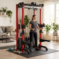 Machine multifonctionnelle Smith à câble pour la remise en forme à domicile et en salle de sport, avec rack à squats en acier au carbone et pile de poids de 80 kg