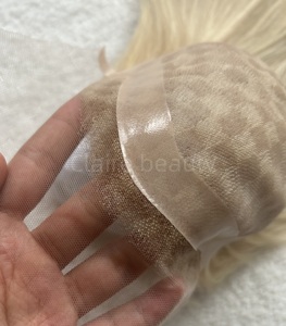 Cabello humano natural puro con base superior de encaje Mono de Venta caliente, accesorio de cabello Mono para mujer con bordes de piel transparente y parte superior de malla elástica - Product Image 1