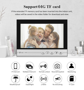 Tốt nhất bán tuya thông minh wifi 4 dây video cửa hệ thống điện thoại 9 inch không thấm nước chuông cửa máy ảnh với tầm nhìn ban đêm biệt thự ngoài trời - Product Image 2