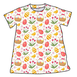 Camisetas con estampado de huevos de Pascua azules, vestido de moda para niñas pequeñas, camisetas de manga corta, ropa para niños, ropa de diseñador - Product Image 1