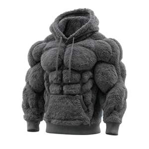 Sudadera con capucha de franela para hombre, estampado digital 3D de otoño, color sólido, estilo simple - Product Image 2