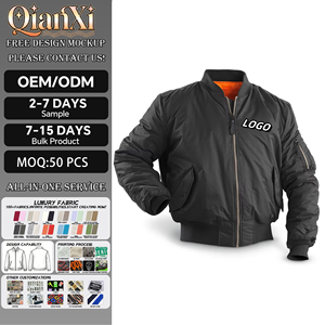 定制冬季保暖加厚飞行员夹克复古防风防水夹克 MA1 飞行飞行员夹克男式 - Product Image 1