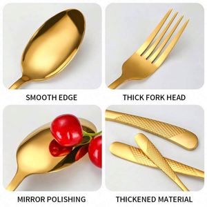 Luxury Shiny 410 Stainless Steel Cutlery Tableware <b>Star</b> Diamond Gold Plated Hotel Silverware Knife Fork Spoon Flatware Sets - Product Image 4