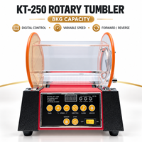 Machine de polissage rotative à tambour pour bijoux, 220V KT-250, machine de finition de surface métallique électrique avec affichage, capacité 8KG