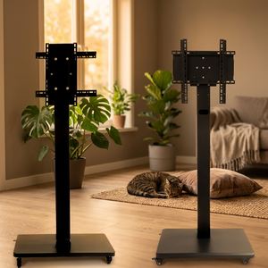 <strong>Adjustable</strong> Mobile <strong>TV</strong> Cart <strong>Stand</strong> With Wheels for 32-55 Inch Flat Screen Rotation90 Degrees - Product Image 3