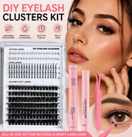 Kit de cils en grappe légers à faire soi-même, cils longs et épissés avec cils individuels inférieurs, vente en gros, stock disponible, cils en grappe