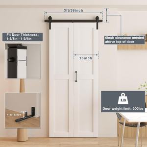 DonYoung Kit perangkat keras pintu gudang, tugas berat 36 lipat dua rol terpasang samping geser halus untuk pintu lipat ganda 16" - Product Image 5