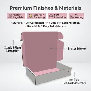 Boîte d'expédition en carton ondulé personnalisée en matériaux recyclés avec fermeture magnétique et intérieur rose pour vêtements, chaussettes et marques e-commerce - Product Image 2