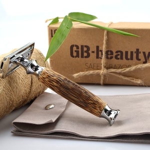 Ecofriendly-afeitadora de bambú para hombre, logo grabado, usada - Product Image 6