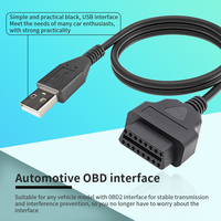 Kabel usb 16 Pin perempuan Obd 2 obd2 ke kabel usb 2.0 A Pria kabel laptop obd2 harness diagnostik otomotif obd