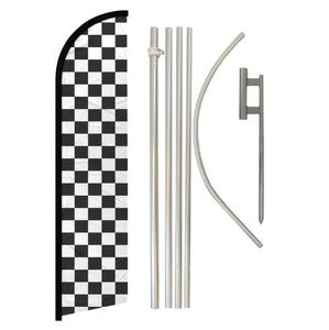 Tamaño personalizado grande blanco y negro a cuadros Racing Banner Swooper bandera para <span class=keywords><strong>coche</strong></span> de carreras suministros de fiesta de cumpleaños - Product Image 1