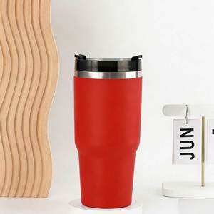 Gobelet de voyage pour voiture 20oz 30oz, tasse isotherme à double paroi sous vide avec couvercle, paille et base antidérapante pour les trajets quotidiens - Product Image 4