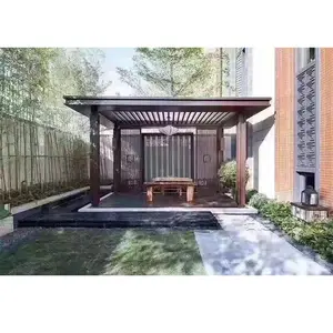 Outdoor Gazebo Waterproof Aluminium Motorized Foldable Pergola Retractable Aluminum Louver Roof Pergola