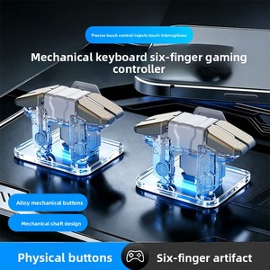 Manette de <span class=keywords><strong>jeu</strong></span> mobile mécanique à six doigts, boutons d'épaule de <span class=keywords><strong>jeu</strong></span> L1 R1 à clic sensible, pour jeux FPS sur téléphone portable - Product Image 1