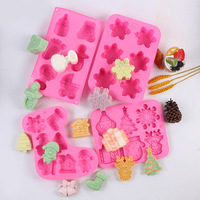 INTODIY Kerstserie siliconen mal Kerstboom Peperkoekenman Sneeuwvlok Bel Chocolade Biscuit Snoep Cake Kerstmal