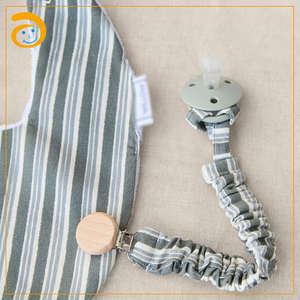 Wholesale Custom Infant Pacifier Clip Soft Safe Cotton Fabric New Design Eco-Friendly Wood Bead Baby <strong>Dummy</strong> Holder Newborn Gift - Product Image 1