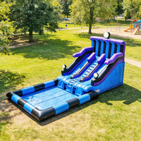 Toboggan gonflable commercial à double piste avec matériau PVC haute résistance pour parc aquatique et fête en plein air
