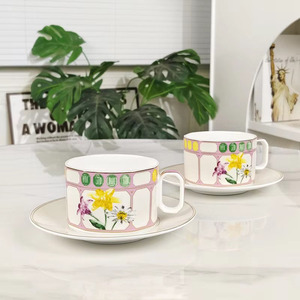 Taza de Café de Cerámica para la Hora del Té, Regalo de Boda para el Hogar u Oficina, Taza Redonda Duradera de Cerámica para Parejas, Juego de Taza y Plato - Product Image 6