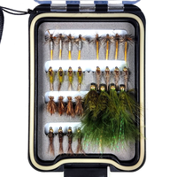 Kit de mouches de pêche à la mouche, boîte à mouches, mouches sèches, nymphes, streamers, couleurs mélangées, 12, 24, 64, 92, 120 pièces/ensemble, leurres en gros pour truite, saumon, black-bass
