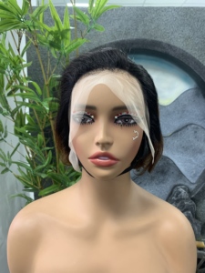 F1080 13x4 Full Frontal Transparent Lace Perruque 1BT4 Curly Human Bundles pour Tressage Honey Brown Virgin 200% Density Baby Hair - Product Image 2