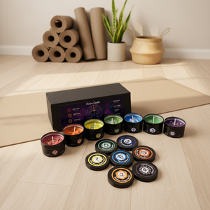 Juego de 7 <span class=keywords><strong>Velas</strong></span> de Chakra, <span class=keywords><strong>Velas</strong></span> Aromáticas de Soya en Lata <span class=keywords><strong>con</strong></span> Cristales en su Interior para Meditación, Yoga, Reiki y Mindfulness - Product Image 1