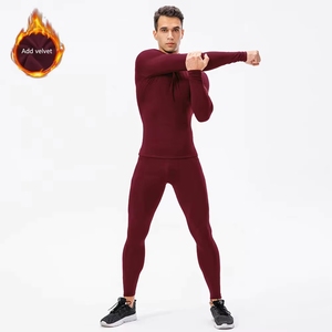 Completo Invernale da <span class=keywords><strong>Uomo</strong></span> in Pile per Fitness, con Zip, Maniche Lunghe e Pantaloni Aderenti, Set Due Pezzi - Product Image 4