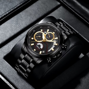 Montre chronographe de luxe pour homme Drioshipping 2576, bracelet en acier inoxydable, boîtier en alliage lumineux, mouvement à quartz Ronda, montres-bracelets pour homme - Product Image 6