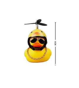 Sevimli toptan Mini sarı lastik ördek kask araba aksesuarları salıncak oyuncak ördek araba kolye için