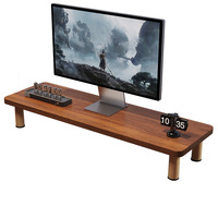 Support de moniteur d'ordinateur de bureau en bambou personnalisé, support de moniteur en bois massif, étagère de bureau pour ordinateur portable, organisateur de bureau