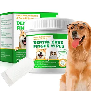 Toallitas dentales para Limpieza de dientes de mascotas para perros y gatos de tela texturizada con ingredientes naturales