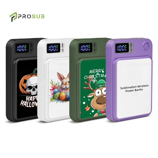Prosub Sublimation Blank Power Bank 5000mAh Portable Magnetic Wireless Fast Charger Custom Logo for iPhone & Android
