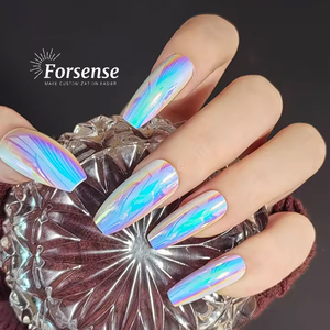 Logotipo personalizado holograma bailarina larga prensa en las <span class=keywords><strong>uñas</strong></span> impresionar cromo <span class=keywords><strong>uñas</strong></span> postizas conjunto metálico azul vacaciones palo en las puntas de las <span class=keywords><strong>uñas</strong></span> niñas - Product Image 3