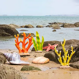 Outdoor oceano terra decoração vida tamanho colorido coral estátua resina mar estatueta para o mar evento fornecedor