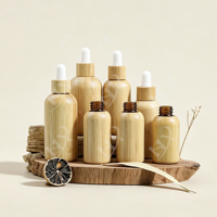 Flacon compte-gouttes en verre en bambou naturel de qualité supérieure 10ml 15ml 20ml 30ml 50ml 100ml Contenant rechargeable pour huiles essentielles, sérums et cosmétiques