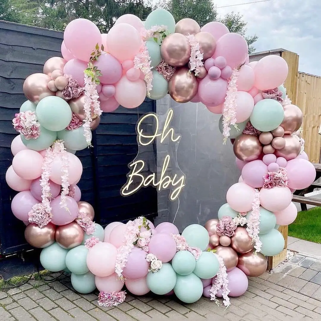 Macaron balões coloridos para festas, conjunto de balões de látex 182 peças para decoração de jardim, festa de aniversário, casamento