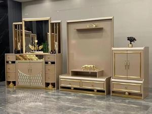 Juego de Dormitorio Clásico de Lujo de 8 Puertas con Cabecera con Espejo Iluminado LED de Alta Gama Estilo Turco, Fabricante Original de Foshan - Product Image 4