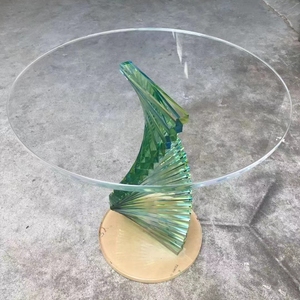 JS AC02 màu xanh lá cây Acrylic vỏ ốc xà cừ bảng bên rõ ràng trắng nhỏ Bàn cà phê Vòng 50cm Phật Sơn đồ nội thất trong giá bán buôn - Product Image 6