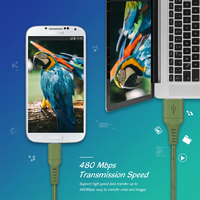 Câble USB-A vers Micro USB en nylon tressé écologique, charge rapide 2.1A, cordon de synchronisation des données pour téléphone et tablette