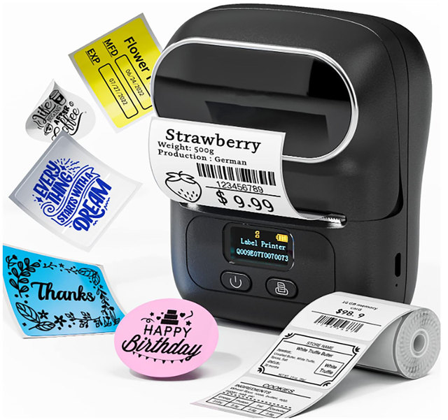 Mini Wireless Portable Roll Label Printer Thermal Label Printer Label Printer for Office Study and Home